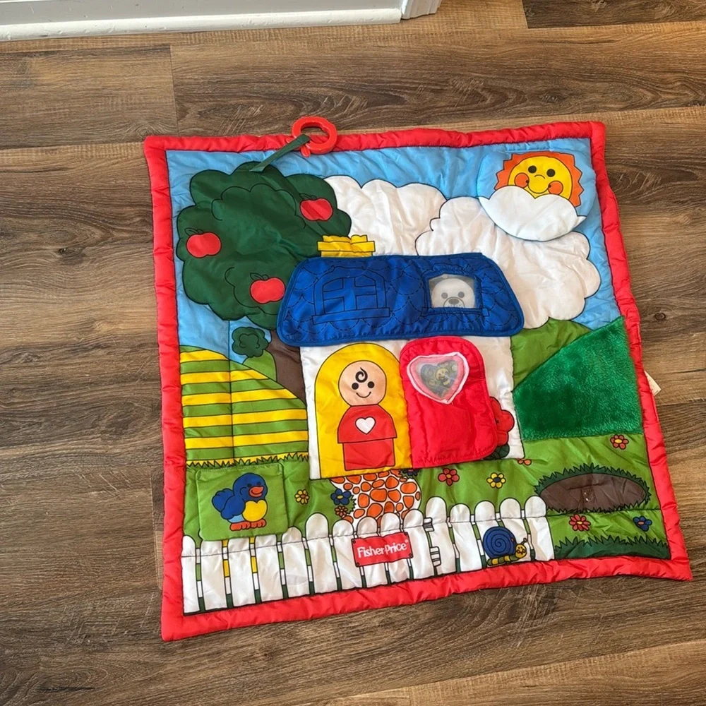 Vintage Infant Baby Fisher Price Activity little people Play Mat Tummy Time